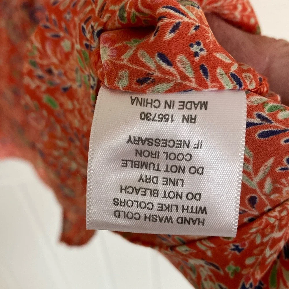 Rose+Olive Womens Orange Floral Top Size 1X 3/4 Sleeve Career Summer Spring‎